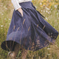 Dark gray flattering full circle midi linen skirt