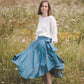 ŽIEDAS Full circle linen wrap skirt in Teal color