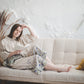 TYLA wide leg linen culottes pants with Linen field print