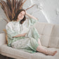 TYLA wide leg linen culottes pants with Green Ombre Forest print
