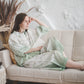 TYLA wide leg linen culottes pants with Green Ombre Forest print