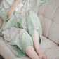 TYLA wide leg linen culottes pants with Green Ombre Forest print