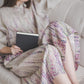 TYLA wide leg linen culottes pants with Lavender print