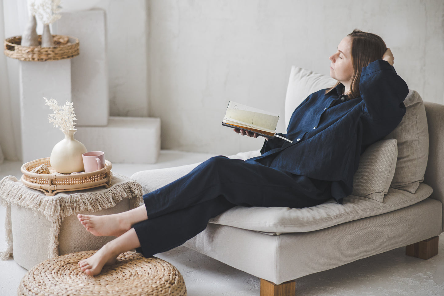 Loungewear set of oversized shirt and pants in Royal blue