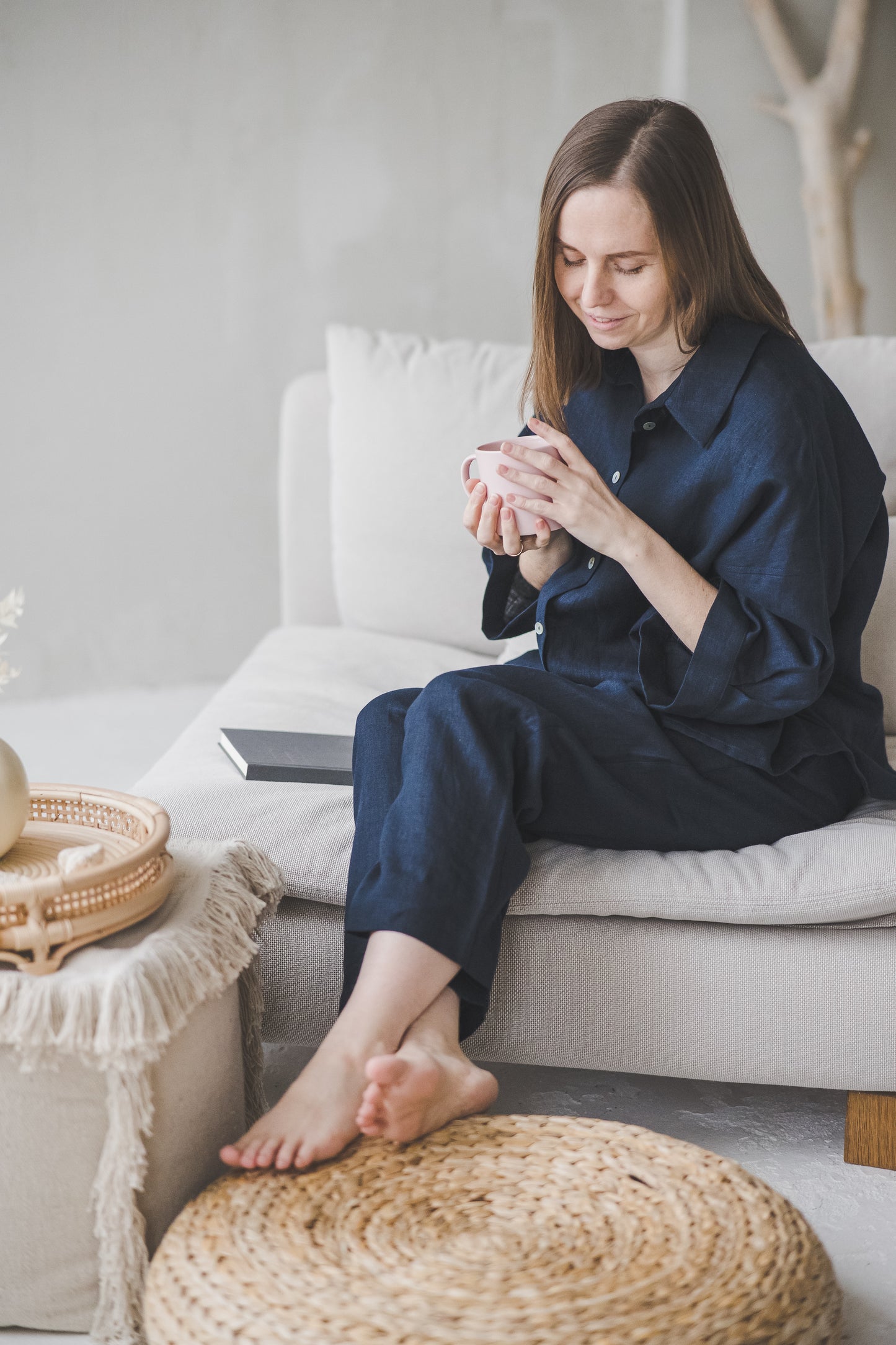 Loungewear set of oversized shirt and pants in Royal blue