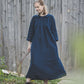 PASAKA round collars maxi linen dress in Royal blue