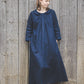 PASAKA round collars maxi linen dress in Royal blue