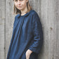 PASAKA round collars maxi linen dress in Royal blue