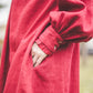 META midi linen dress with puffy sleeves & frills in Red wine color