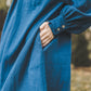 META midi linen dress with puffy sleeves & frills in Azure blue
