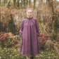 META midi linen dress with puffy sleeves & frills in Sky blue