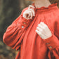 META midi linen dress with puffy sleeves & frills in Azure blue
