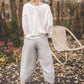 ŪKANA unisex linen baggy balloon pants in Natural Blue stripes
