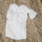 RŪTA midi linen dress with crochet lace in Natural linen color
