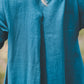 SUTEMA front buttons 3/4 sleeves linen shirtdress in Indigo blue