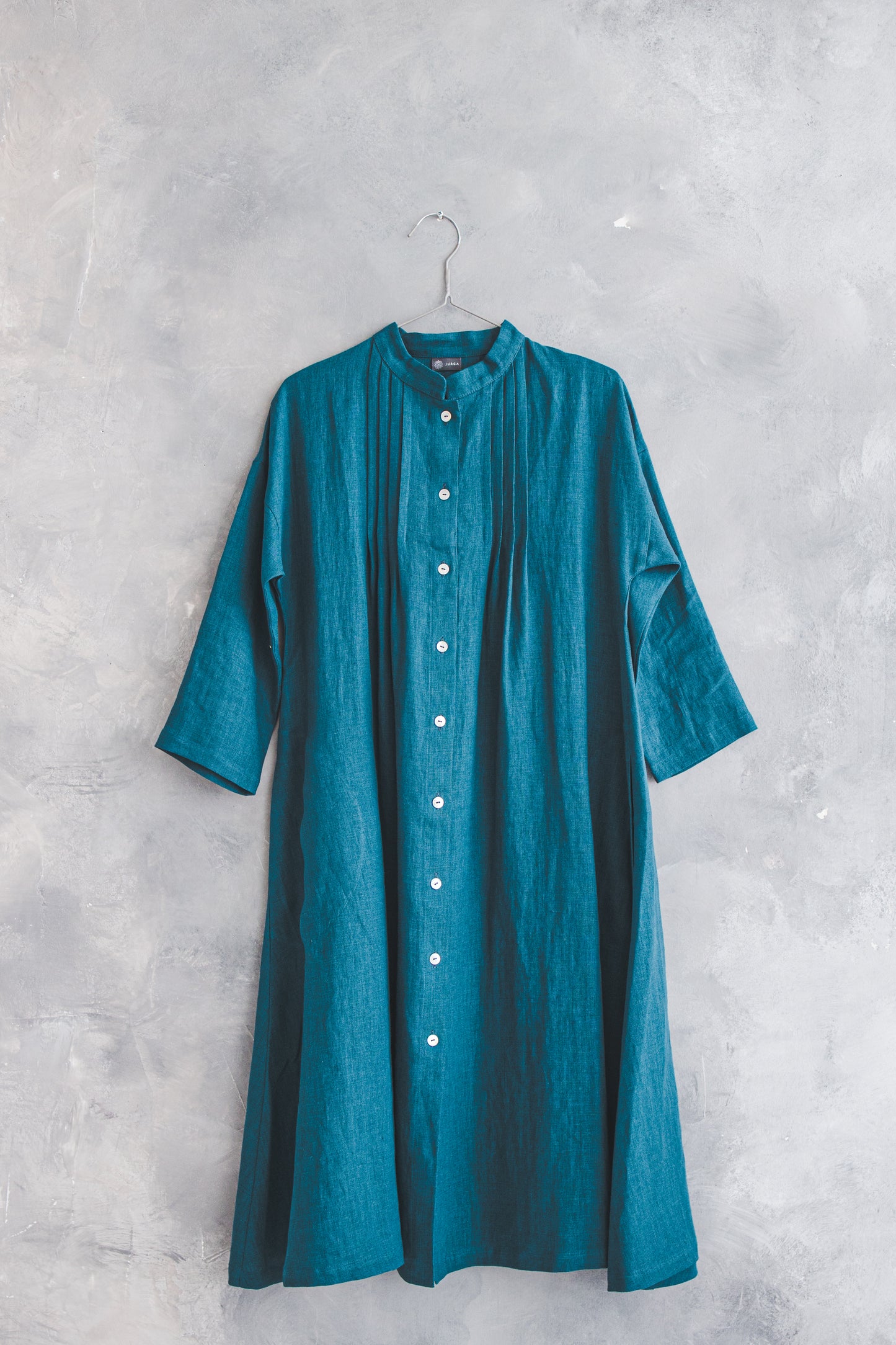 SUTEMA front buttons 3/4 sleeves linen shirtdress in Indigo blue