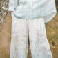 TYLA wide leg linen culottes pants with Blue Ombre Floral print