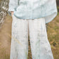 TYLA wide leg linen culottes pants with Green Ombre Forest print