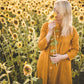 SUTEMA front buttons 3/4 sleeves linen shirtdress in Honey yellow
