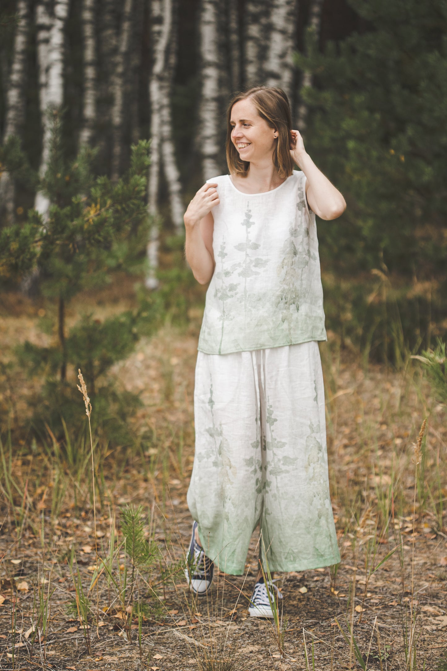 Set of TYLA pants & Tank top with Green Ombre Forest print