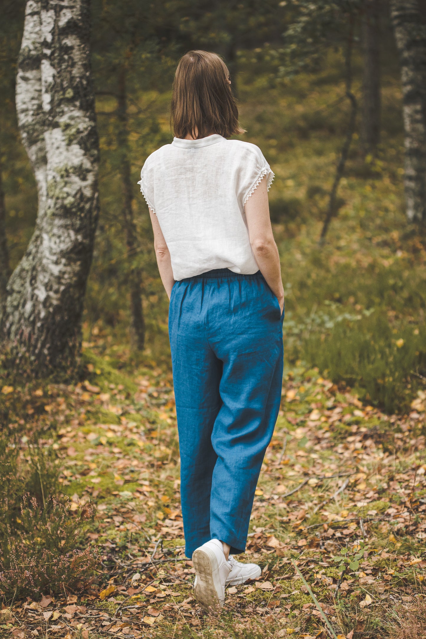 RYTAS cropped linen pants in Indigo blue