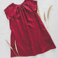 RASA short sleeves mini linen dress in Red wine color