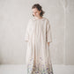 PASAKA round collars maxi linen dress with Green Ombre Forest print