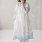 PASAKA round collars maxi linen dress with Green Ombre Forest print