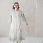 PASAKA round collars maxi linen dress with Green Ombre Forest print