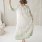 PASAKA round collars maxi linen dress with Green Ombre Forest print