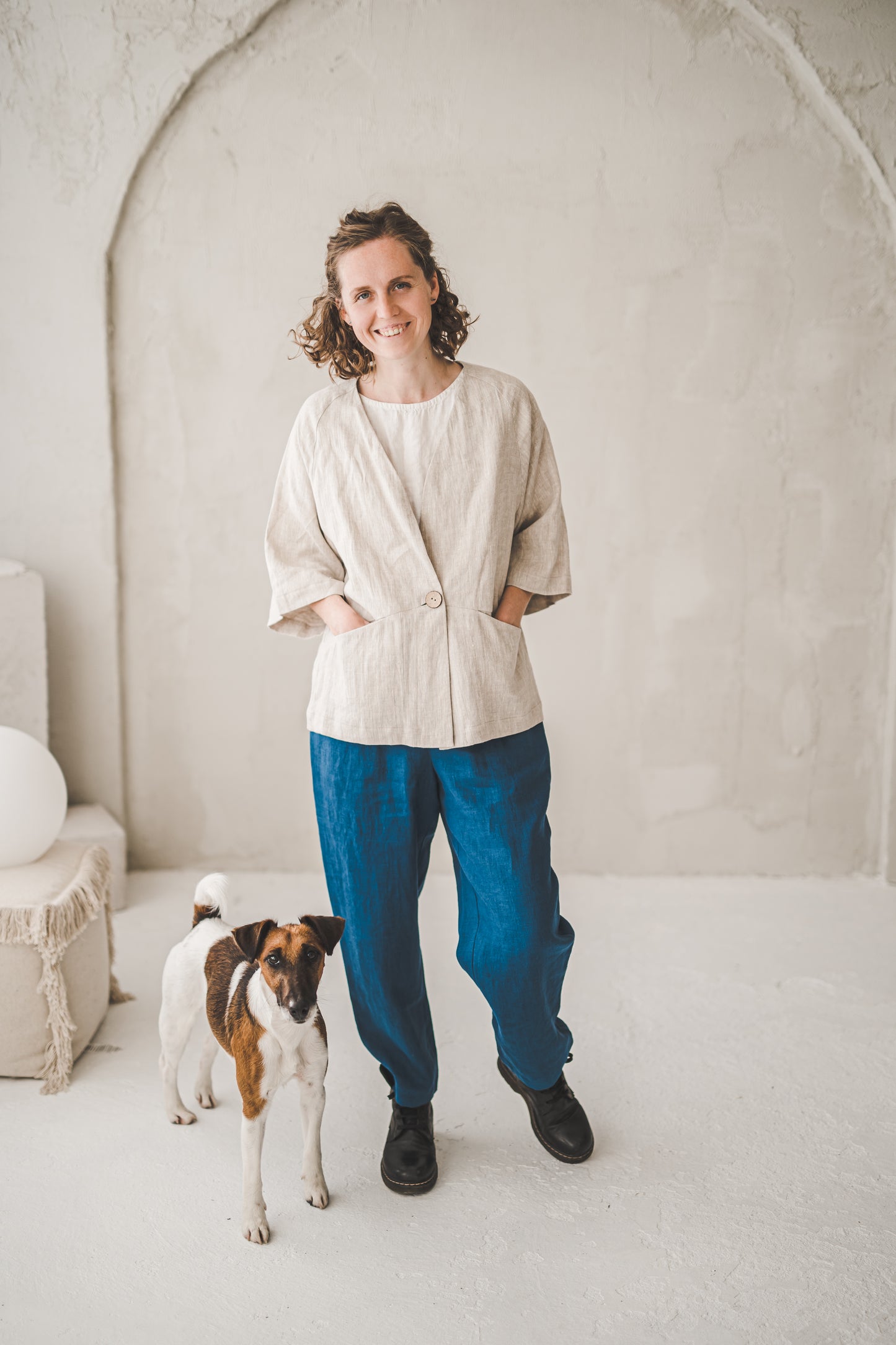 RYTAS cropped linen pants in Indigo blue