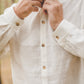 Band collar and natural wooden buttons