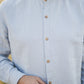 ŪKAS regular fit band collar men's linen shirt in Sky blue