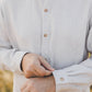 ŪKAS regular fit band collar men's linen shirt in Coconut cream color