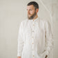 Loose long sleeves milk white men's linen shirt
