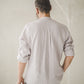 ŪKAS regular fit band collar men's linen shirt in Coconut cream color