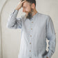 ŪKAS regular fit band collar men's linen shirt in Sky blue