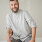 Cloudy color long sleeves band collar regular linen shirt for men
