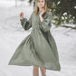 LAUME ruffled linen dress in Natural linen color