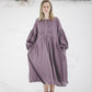 LAUME ruffled linen dress in Natural linen color