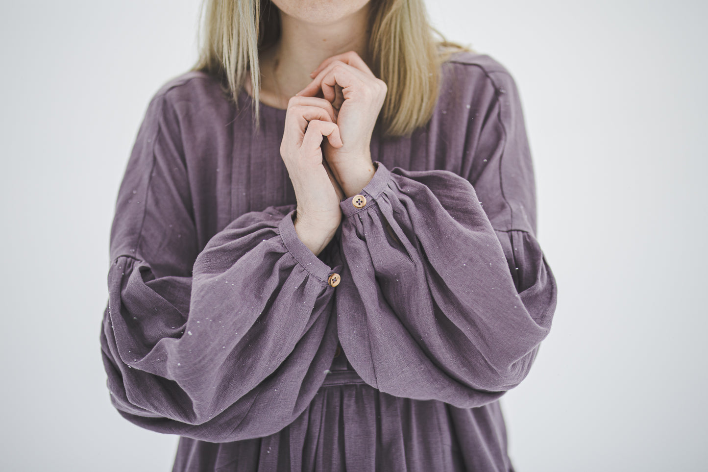 LAUME ruffled linen dress in Lavender Purple