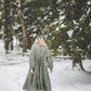 LAUME ruffled linen dress in Olive color