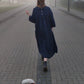 PASAKA round collars maxi linen dress in Royal blue