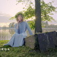 SUTEMA front buttons 3/4 sleeves linen shirtdress in Sky blue